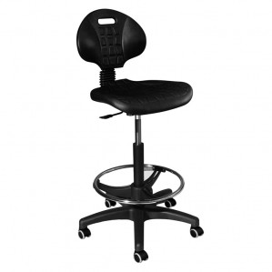 Tabouret pivotant avec dossier et repose-pieds